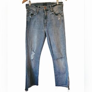 Mother Insider Crop Step Fray Modern Designer Denim Jeans, Chatterbox, Size 28
